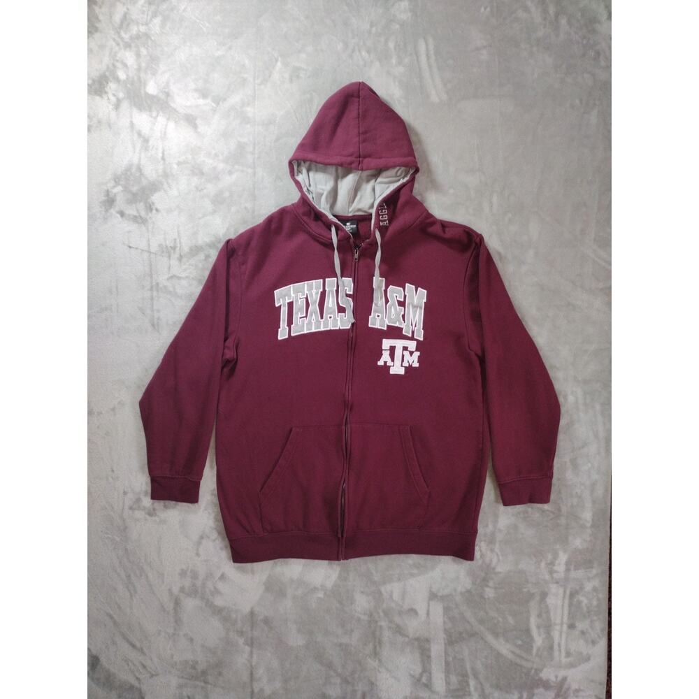 Texas A&M Aggies Colloseum Embroidered Hoodie Mens XL Tall Burgundy Zip Football